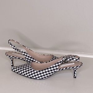 Black and White Plaid Slingback Heels, Saks Fifth Avenue